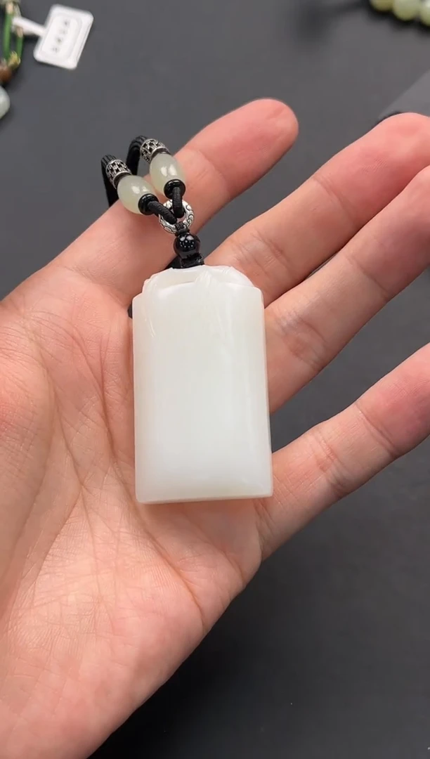 未镶嵌手串和田玉且末天泰白玉无事牌微色差