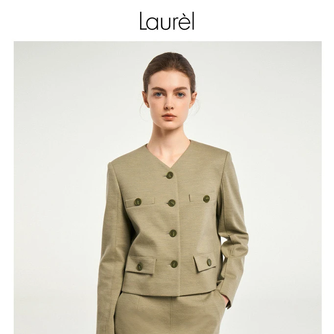 【晨粉专享】Laurel箱型miu航海V领多扣西装女LWD343T02500