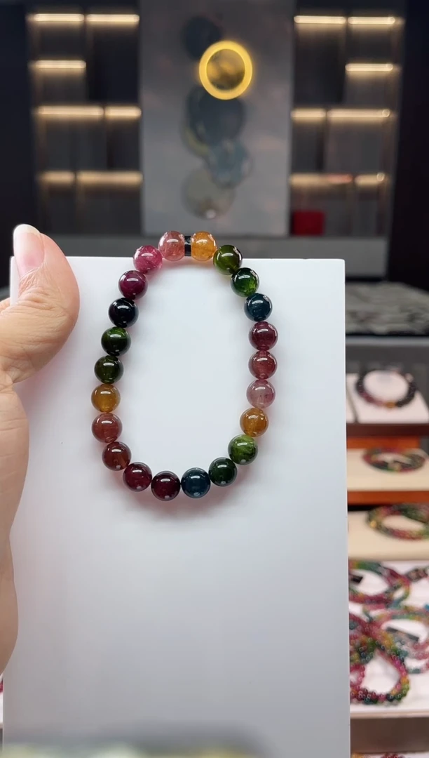 未镶嵌老矿碧玺单圈手串8mm+碧玺（多样性发一条）Q