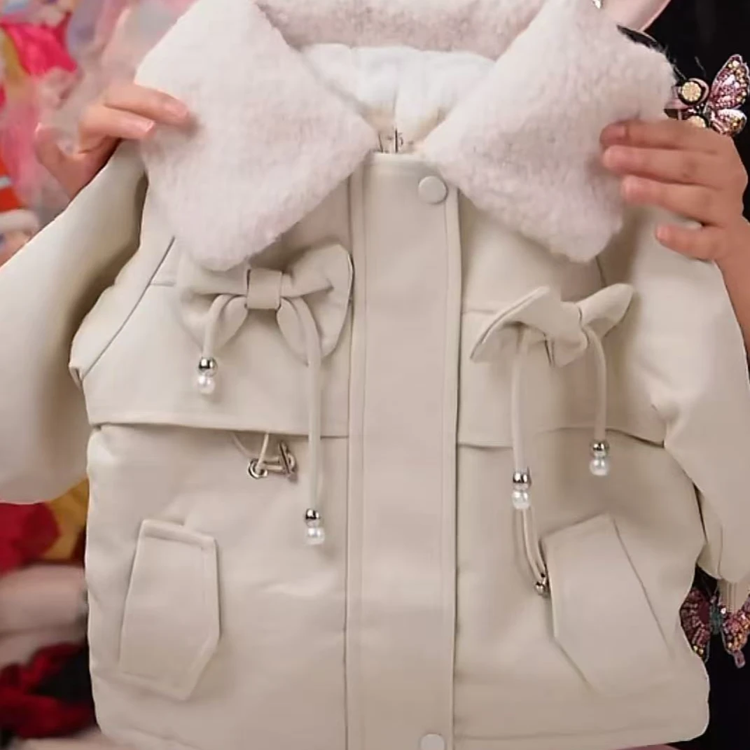 【蝴蝶结派克服外套】冬季女童加厚外套冬款童装