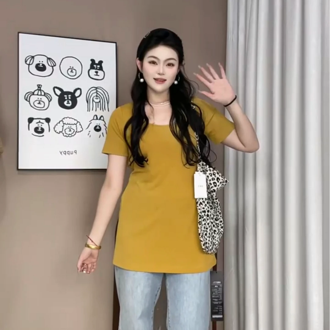 【婉婉家定制】收腰短袖裙宽松显瘦时尚洋气胖MM百搭打底