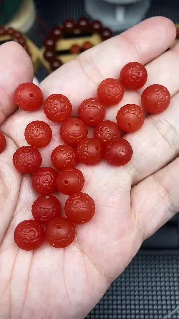 未镶嵌南红玛瑙珠宝半成品回纹一颗