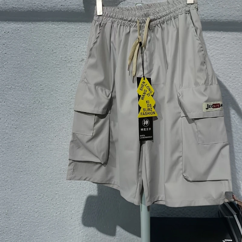 【605-灰】青少年工装棉布五分裤