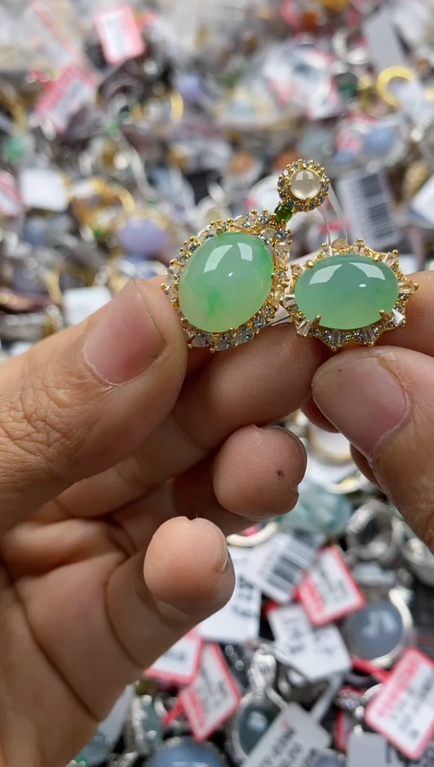 银S925镶嵌戒指翡翠10                 1