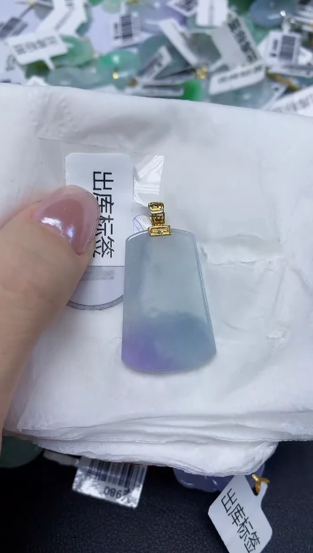 翡翠18K金镶嵌颈饰天然缅甸翡翠A货百元以上9元证书费自理
