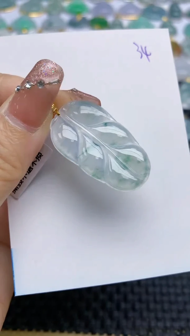 【闪购商品】翡翠颈饰18K金镶嵌天然A货翡翠 34