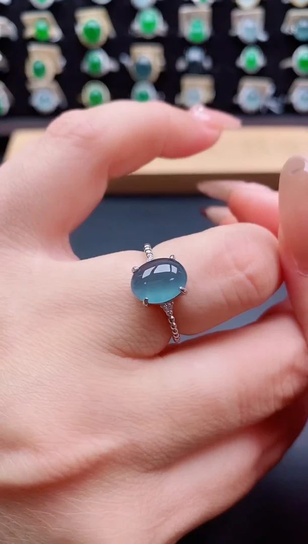 银S925镶嵌戒指翡翠1