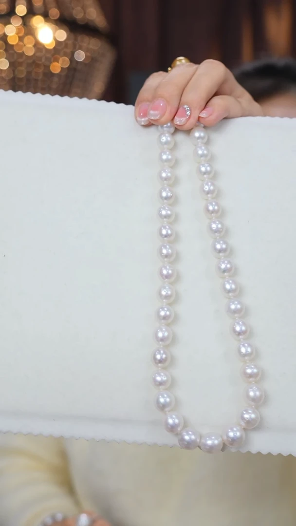 项链14K金镶嵌海水珍珠澳白9-12mm