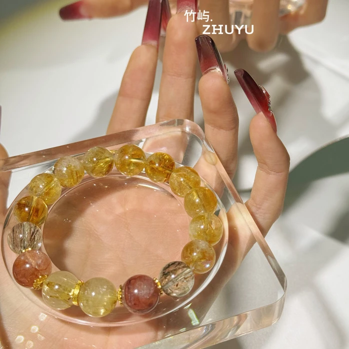 【鎏金岁月】巴西牛血红胶花金发晶黑金超七黄塔晶（多样性发一）