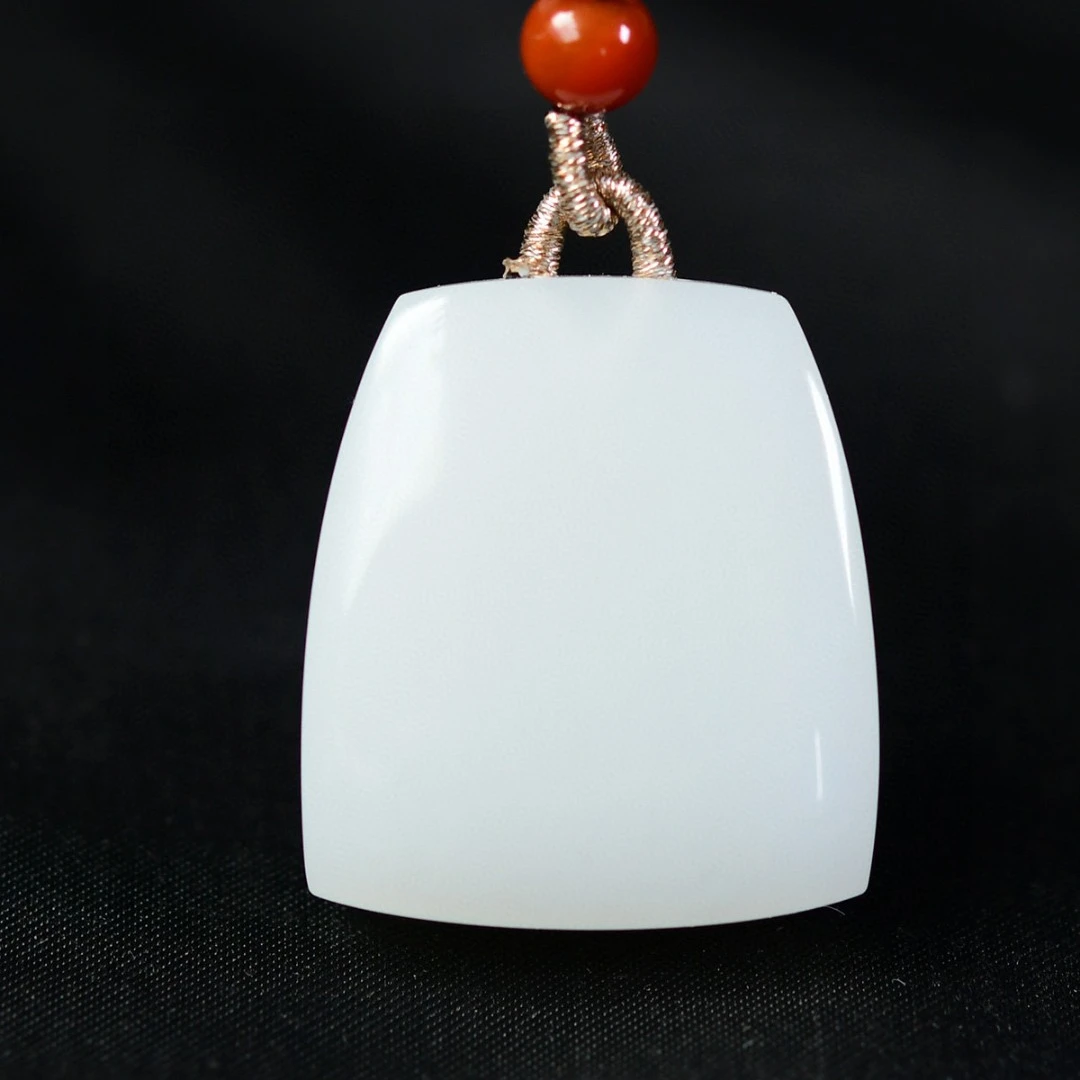 和田玉羊脂玉平安无事牌 挂件