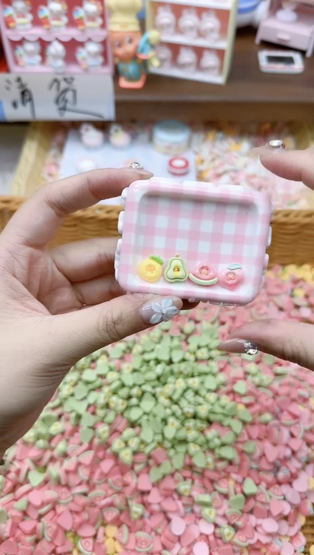 树脂迷你纽扣水果混装100个