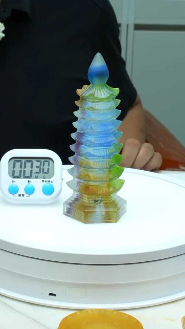 【闪购商品】泥塑古法琉璃新款文昌塔18cm摆件