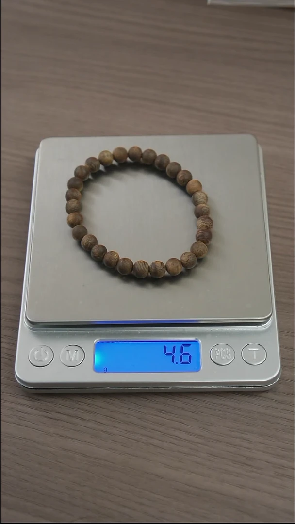 沉香手串明****?海南尖峰岭虫漏卡6圆珠单圈手串