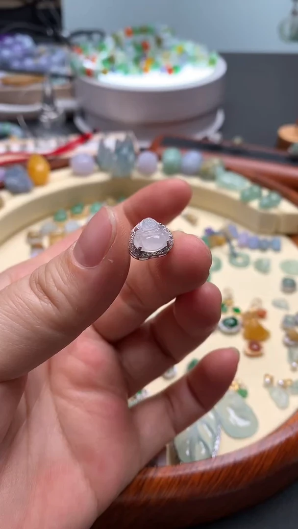 【闪购商品】翡翠颈饰银S925镶嵌翡翠镶嵌佛公