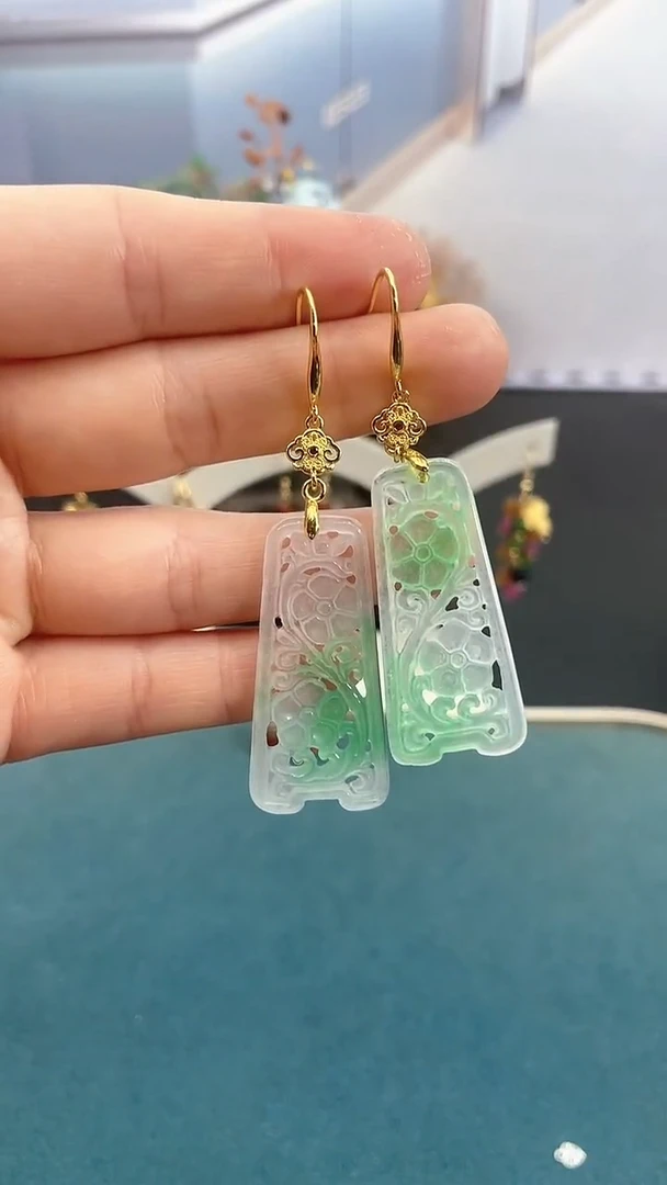 未镶嵌耳饰玛瑙/玉髓雪*花凤尾花无事牌