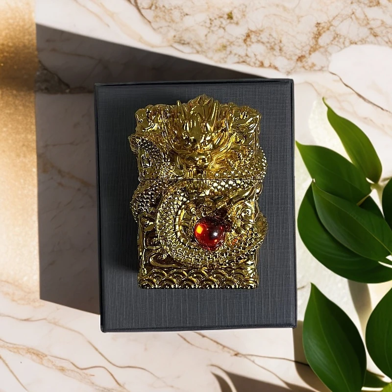 【MY961金】55-重盔甲神龙珠五面雕打火机(需自行加油)-火花优品