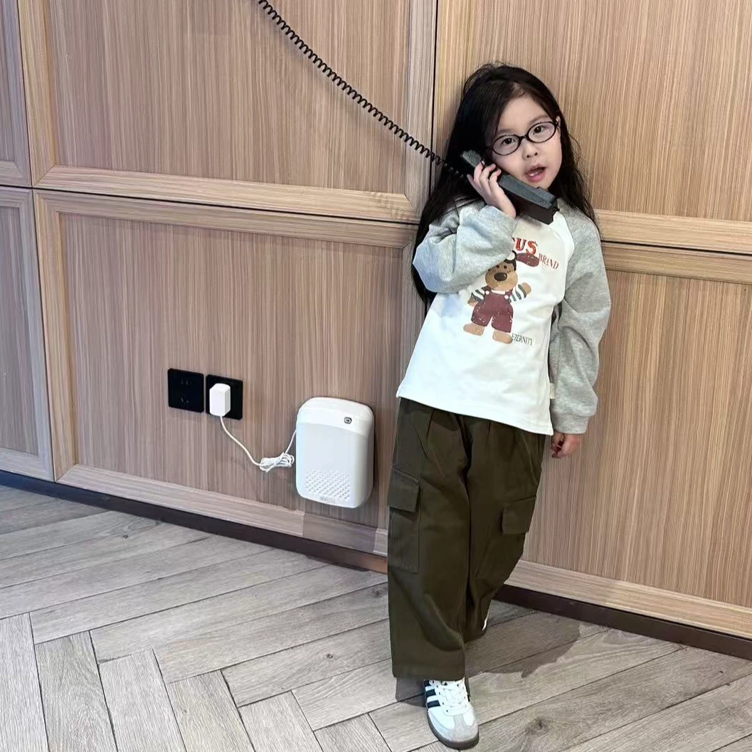 壹妈童装女童时尚秋装套装2025新款洋气女宝长袖卫衣军绿色工装裤