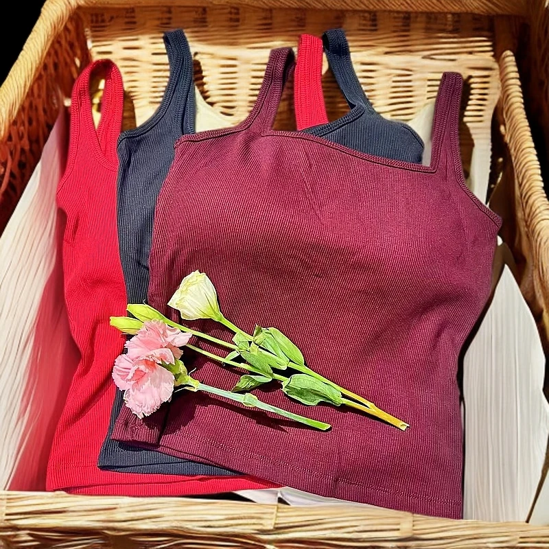 时尚站（C4）女士乳胶固定杯内搭吊带背心6850