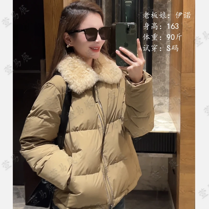 萱易展-“兰斯格林”90白鹅绒可拆澳洲绵羊皮草毛领鹅绒服-WT121401