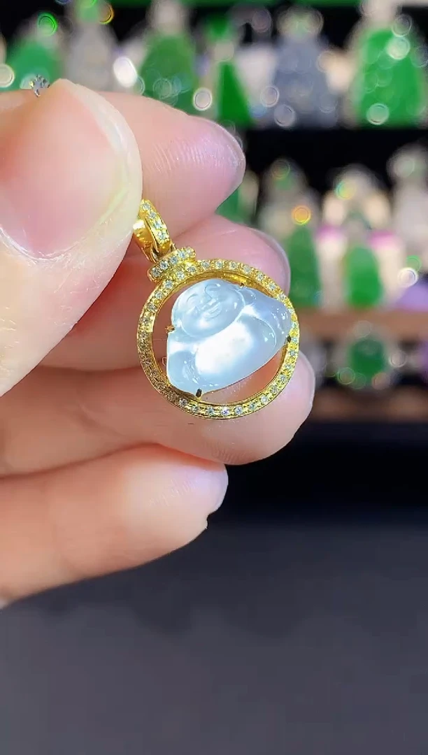 吊坠(不含链)18K金镶嵌翡翠L多样性发其一