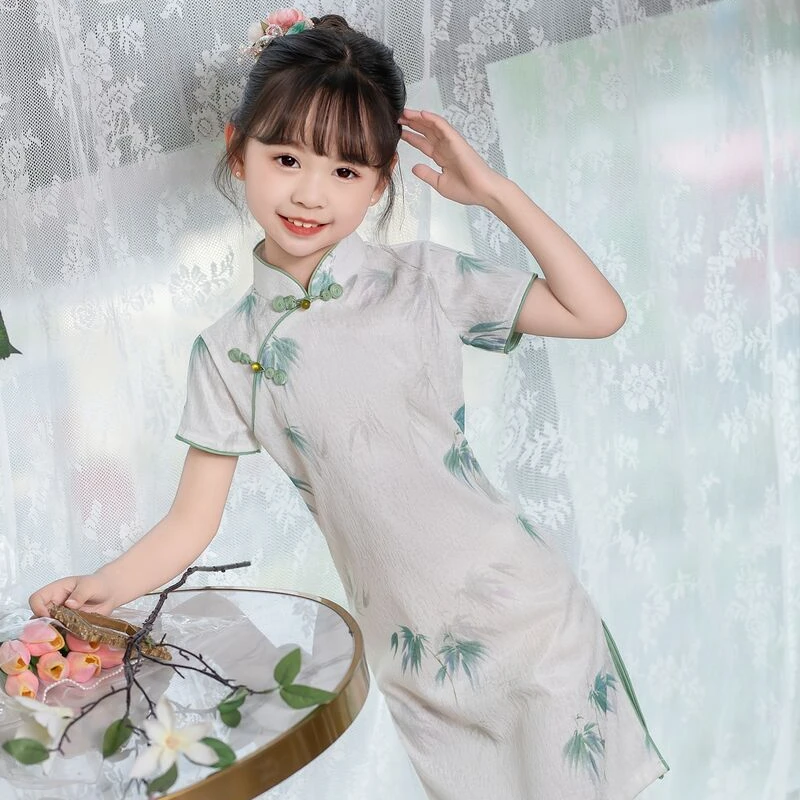 【196】送考夏季竹子民国风女童送考旗袍2025新款夏季中式儿童