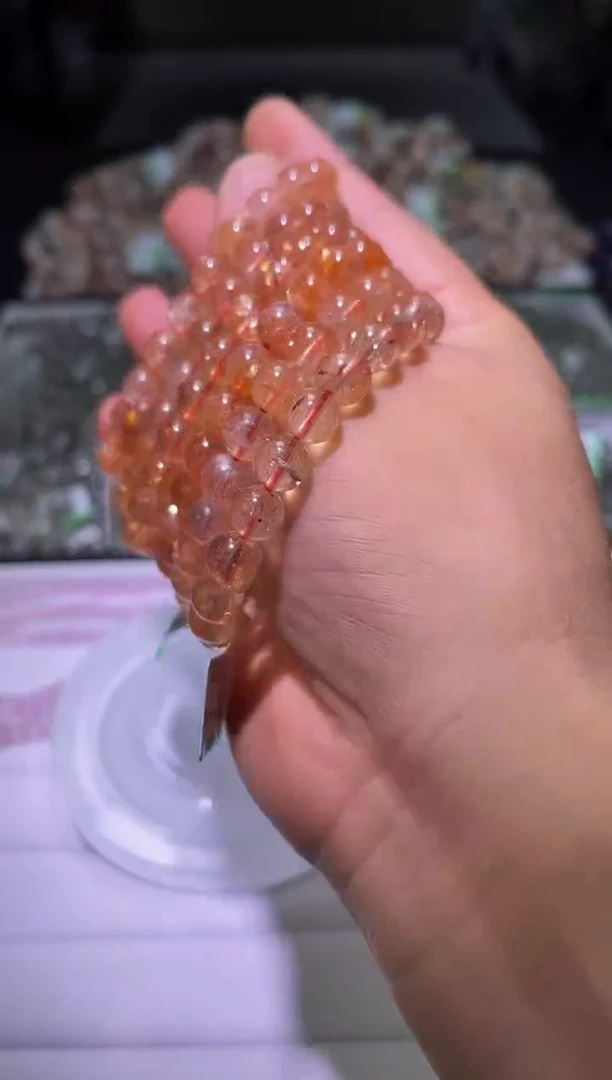 未镶嵌手串日光石J009-8mm白水体金太阳单圈-多样性发其一