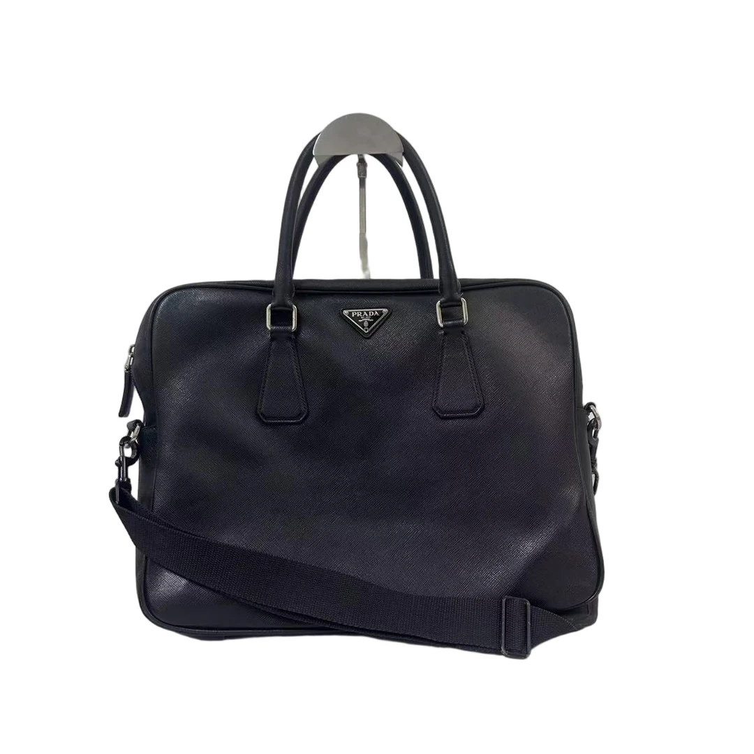 95新 Prada/普拉达 黑色全皮单肩手提公文包 2507P001