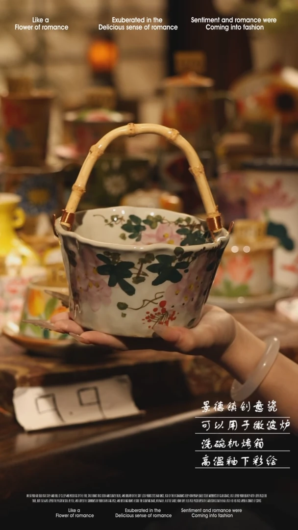 陶瓷景德镇高温手绘釉下彩设计师款式