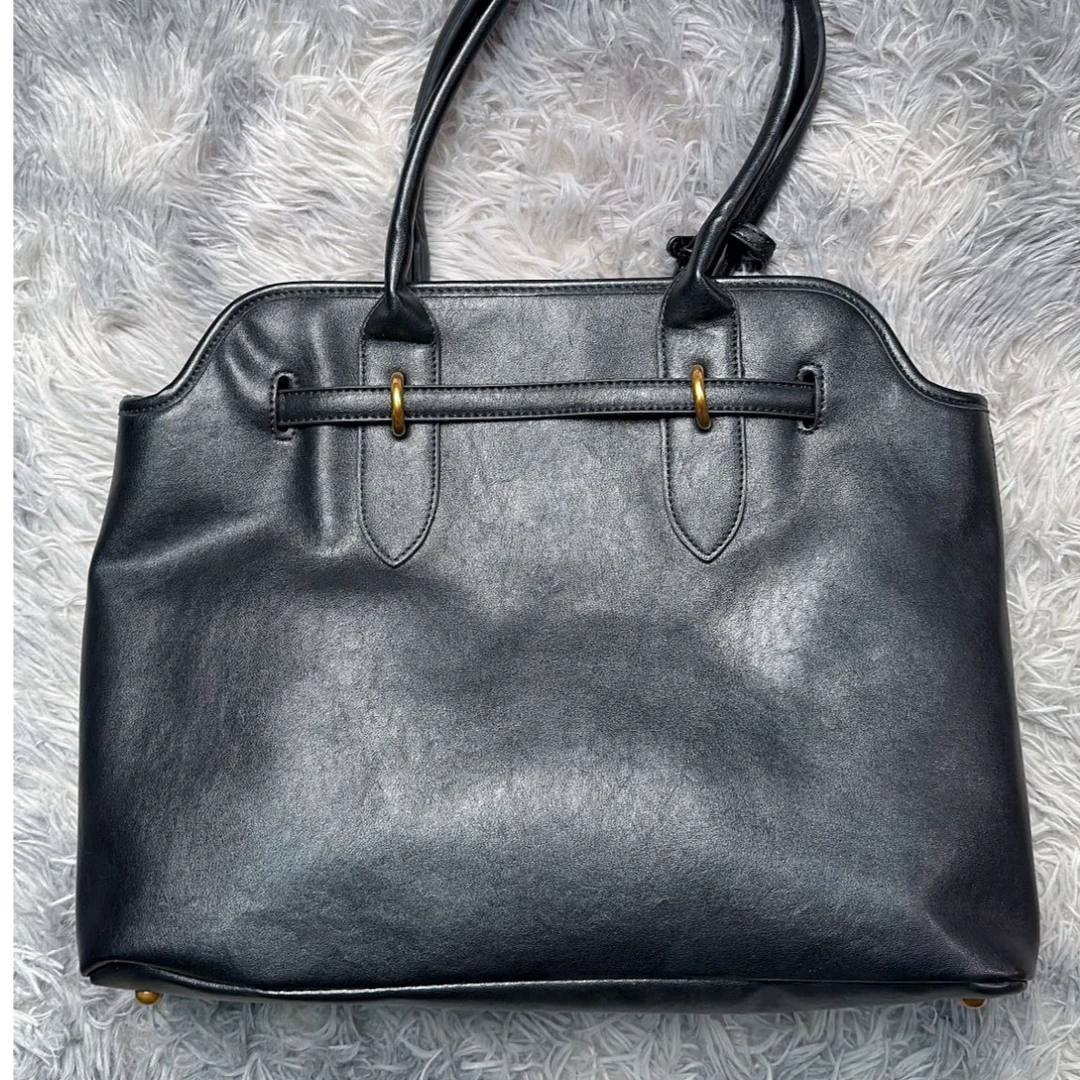 手工大公文时尚百搭女包黑色