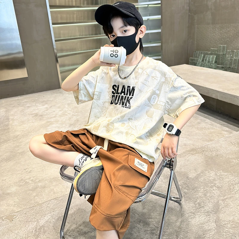 MK&UR.BV男童夏装潮款套装新款儿童装夏款运动薄款中大童酷帅气潮