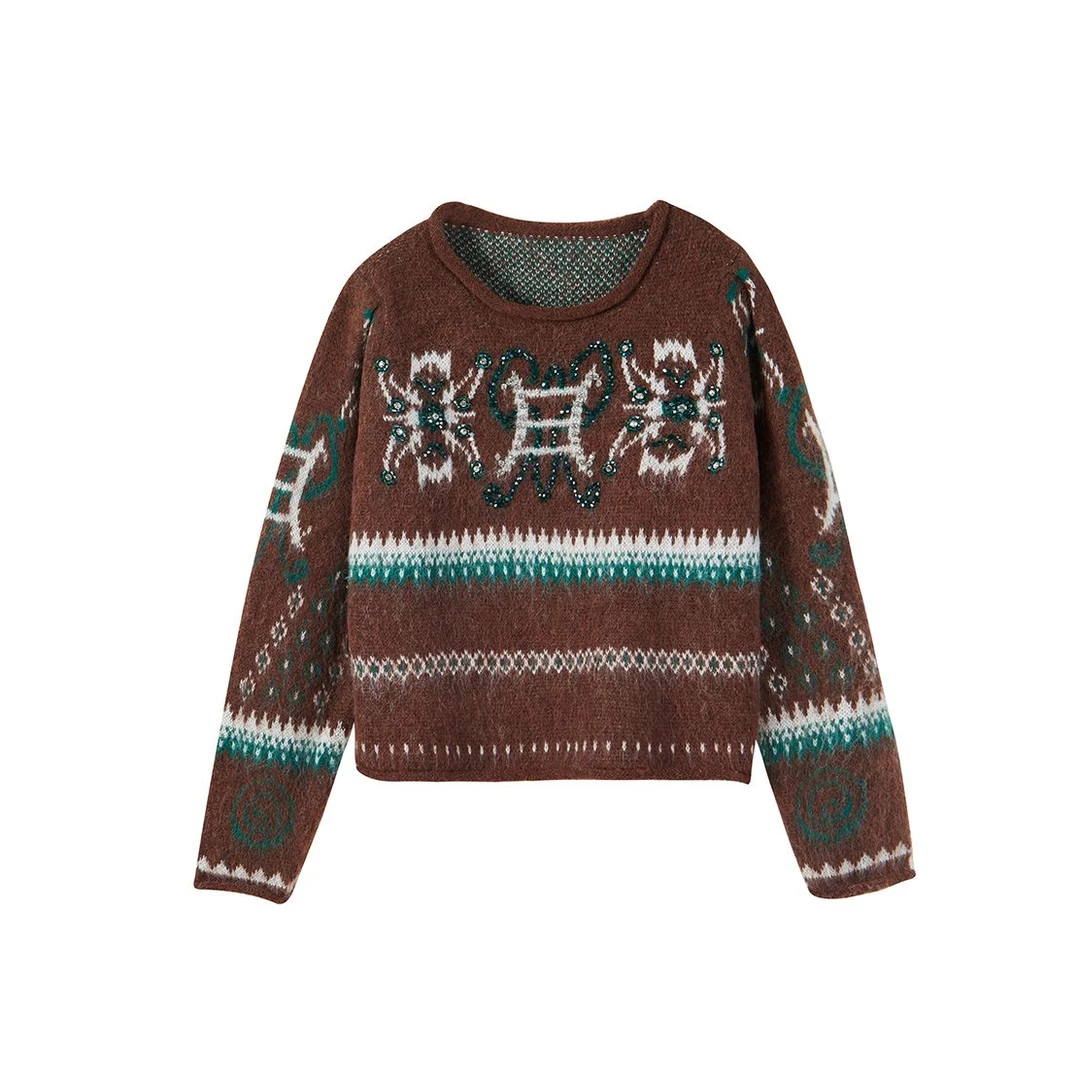 【A63】潮流气质针织时尚休闲韩式毛衣珠片百搭设计师长袖——A63