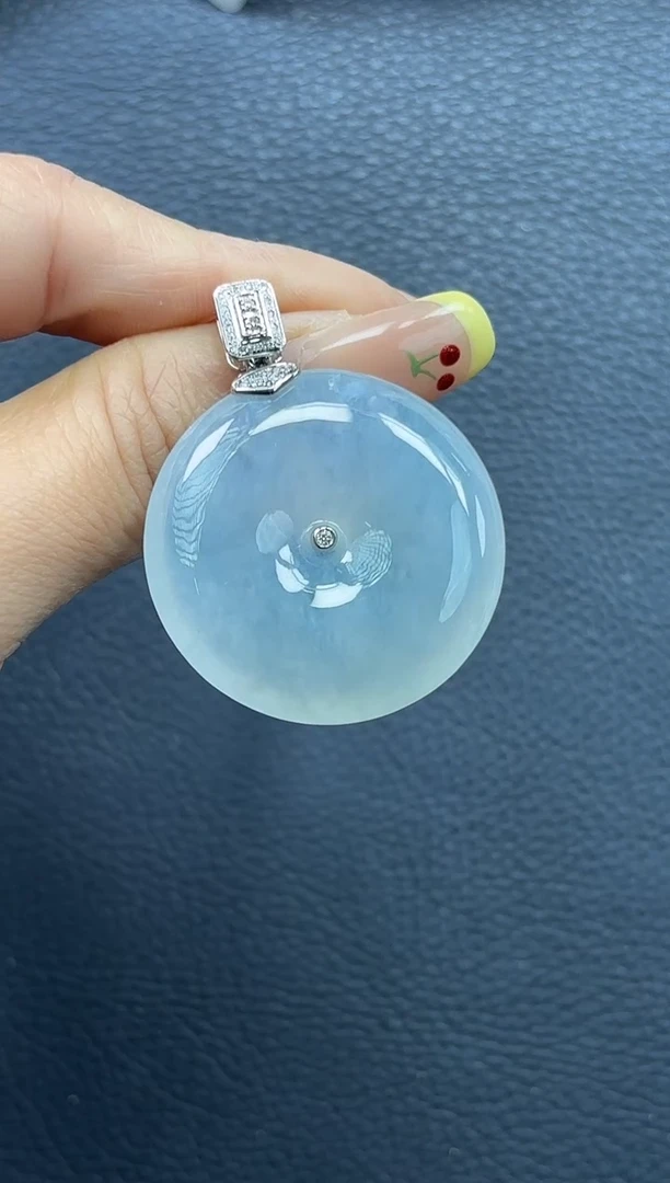 颈饰18K金镶嵌翡翠YM1372-1 平安扣