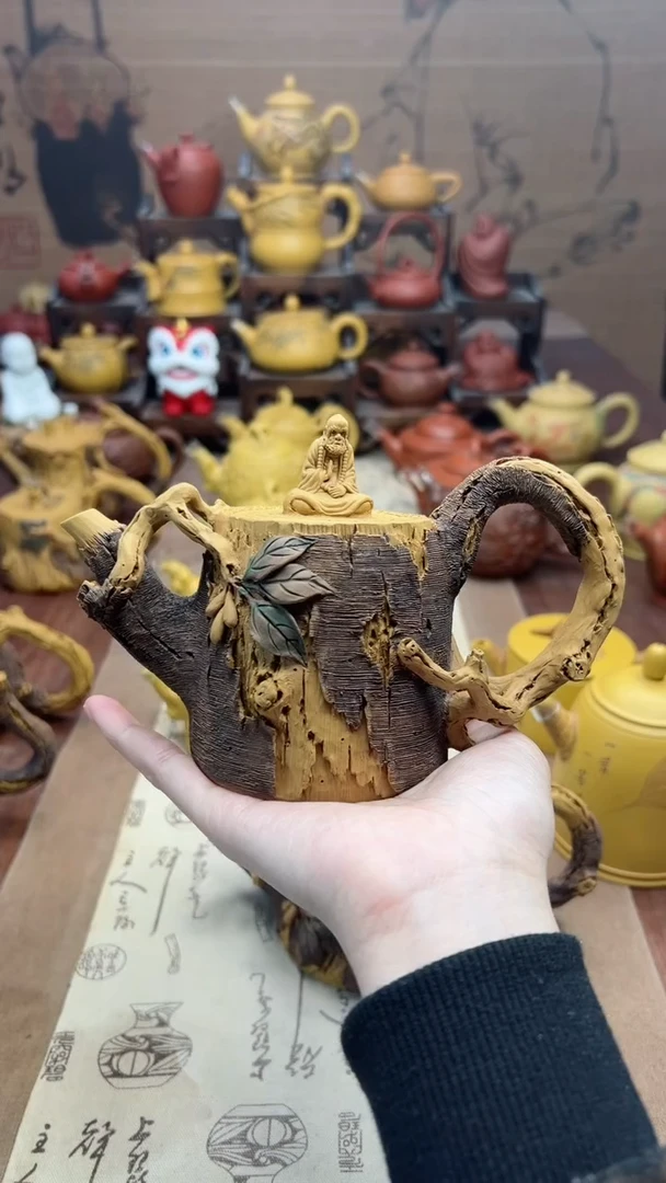 【闪购商品】紫砂茶壶仿木松桩达摩壶