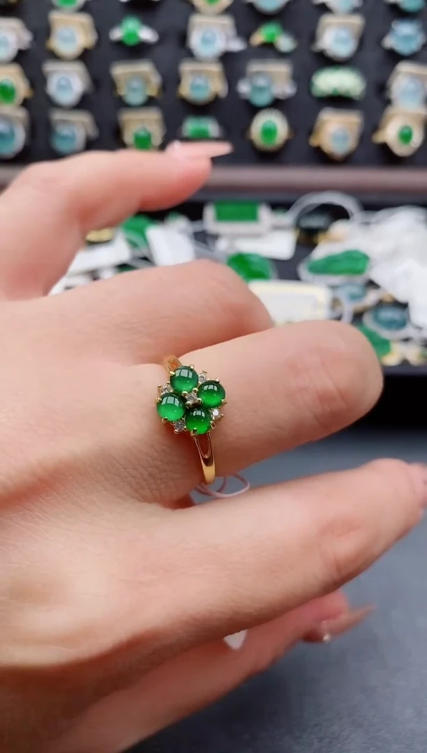 银S925镶嵌戒指翡翠1