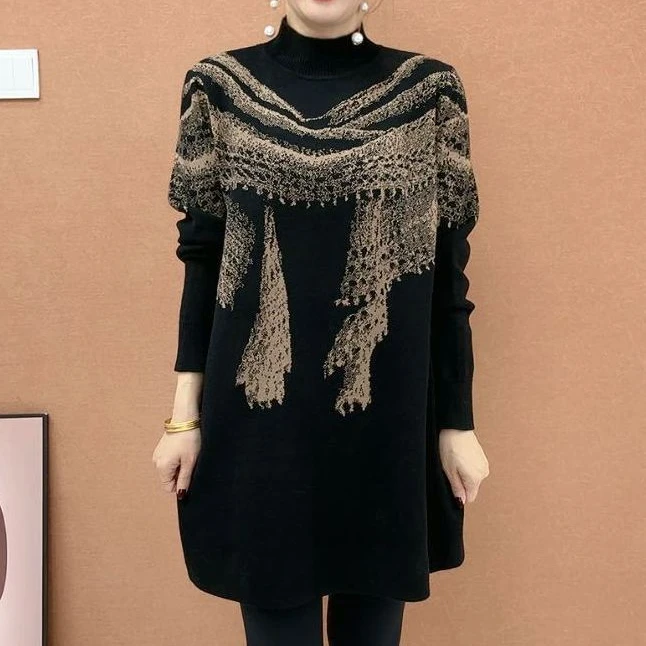 早秋时尚百搭减龄潮流针织大版衫宽松舒适休闲高档洋气毛衣妈妈装