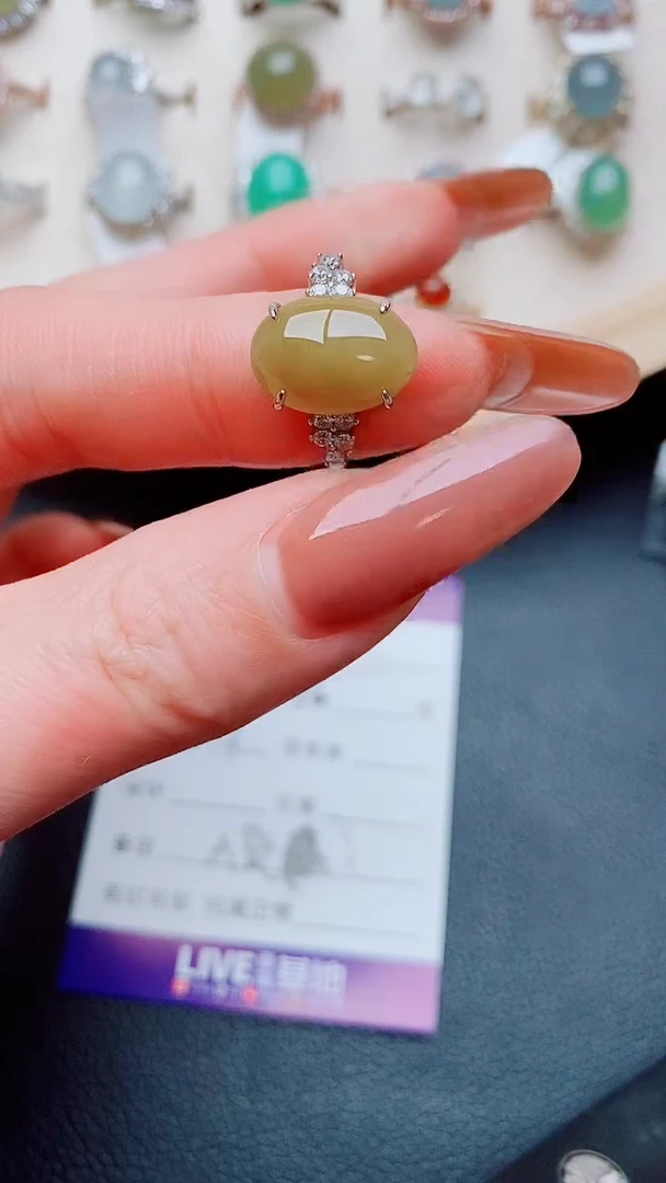银S925镶嵌戒指翡翠...