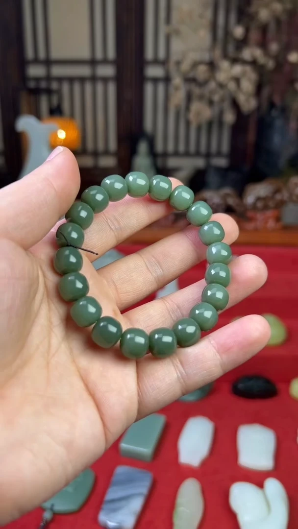 未镶嵌和田玉挂件斑*青玉蓝调手串