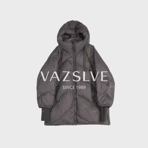【VAZSLVE/全新奢品】珩绣“90绒"【暖暖灰】中长款连帽羽绒外套250911
