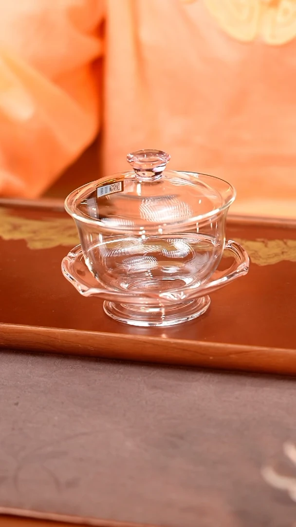 禾器/晶彩沁莲盖碗/浅粉/定制版