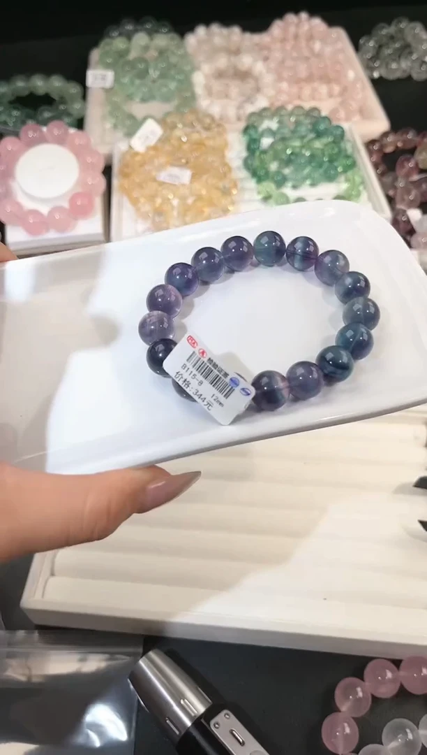 手链未镶嵌萤石多样性发一蓝绿萤石12mm