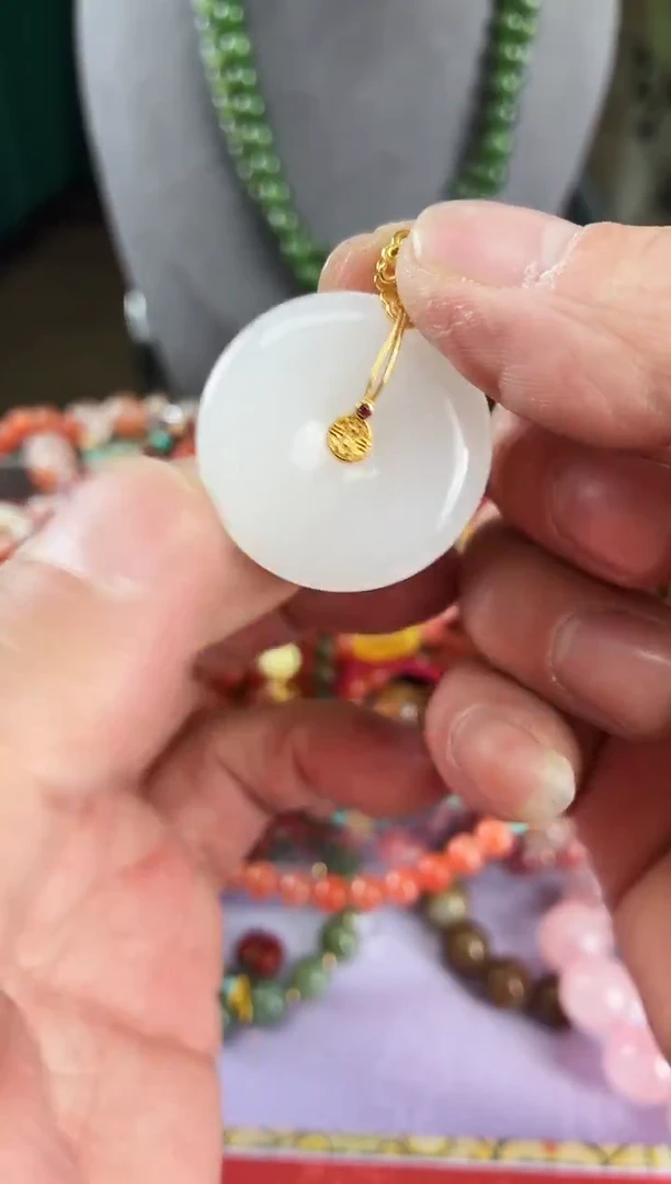 吊坠(不含链)银S925镶嵌和田玉A2-91