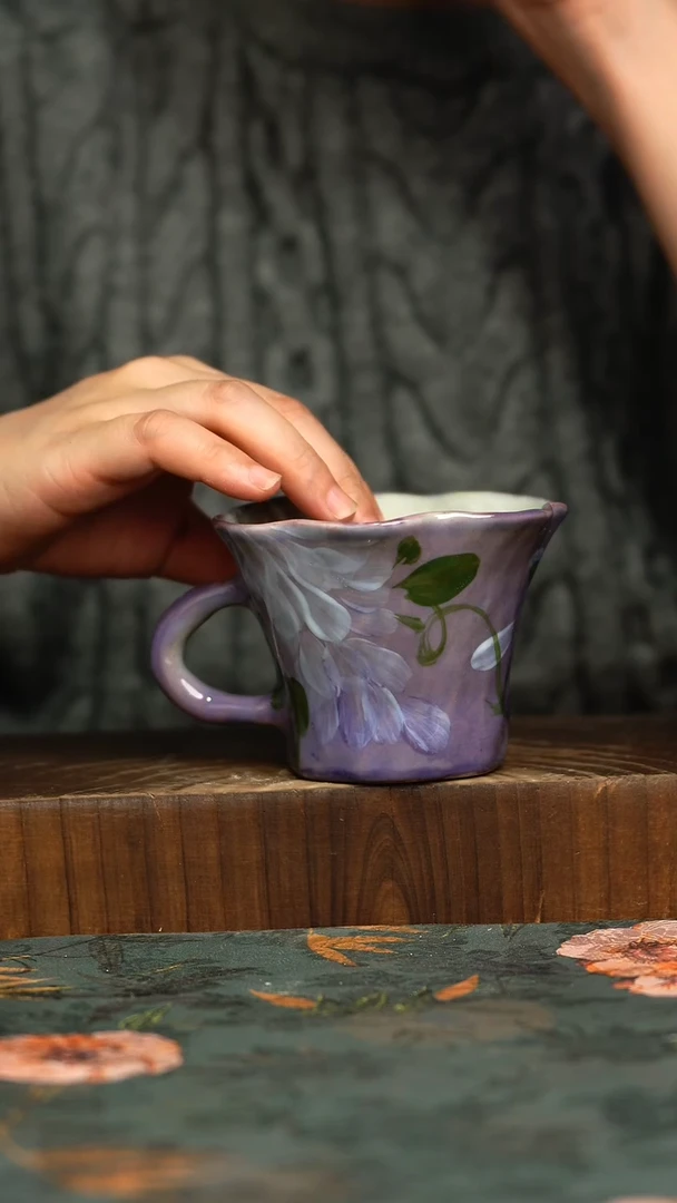 杯釉下彩手工手绘同款陶器