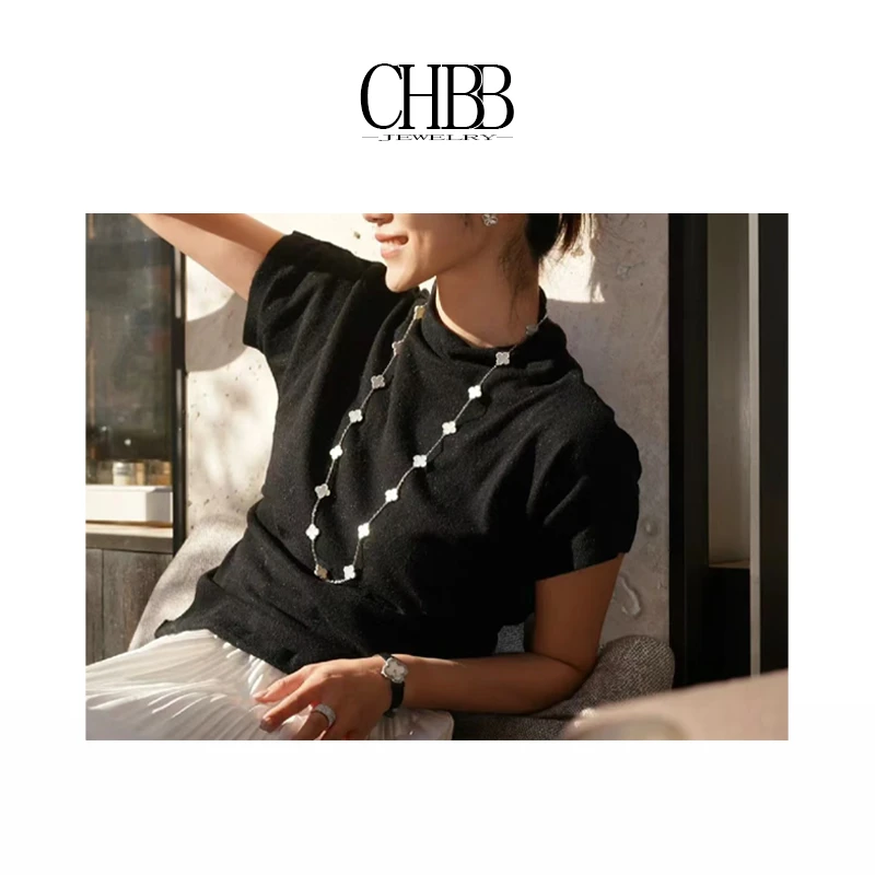 橙画 合金项链 高定二十花四叶草项链轻奢时尚小众大气