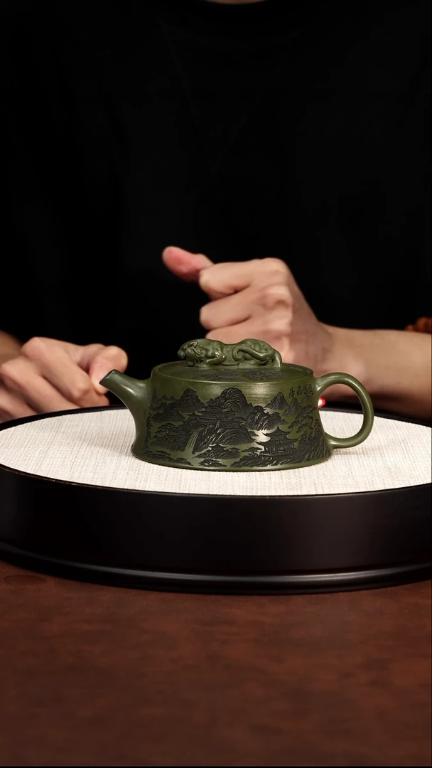 茶壶紫砂绿泥 卧虎藏龙柱础