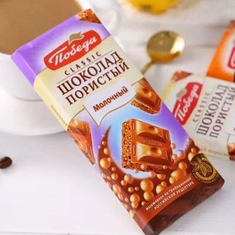 邂逅俄罗斯原装进口巧可胜牌气泡黑巧牛奶巧克力65g