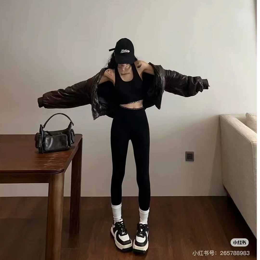 加绒打底裤高腰黑色休闲显瘦