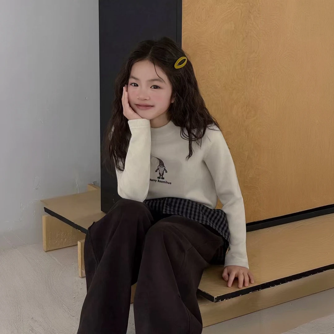 童装25秋冬款儿童领打底衫男女童中大童亲子装加绒长袖T恤255097