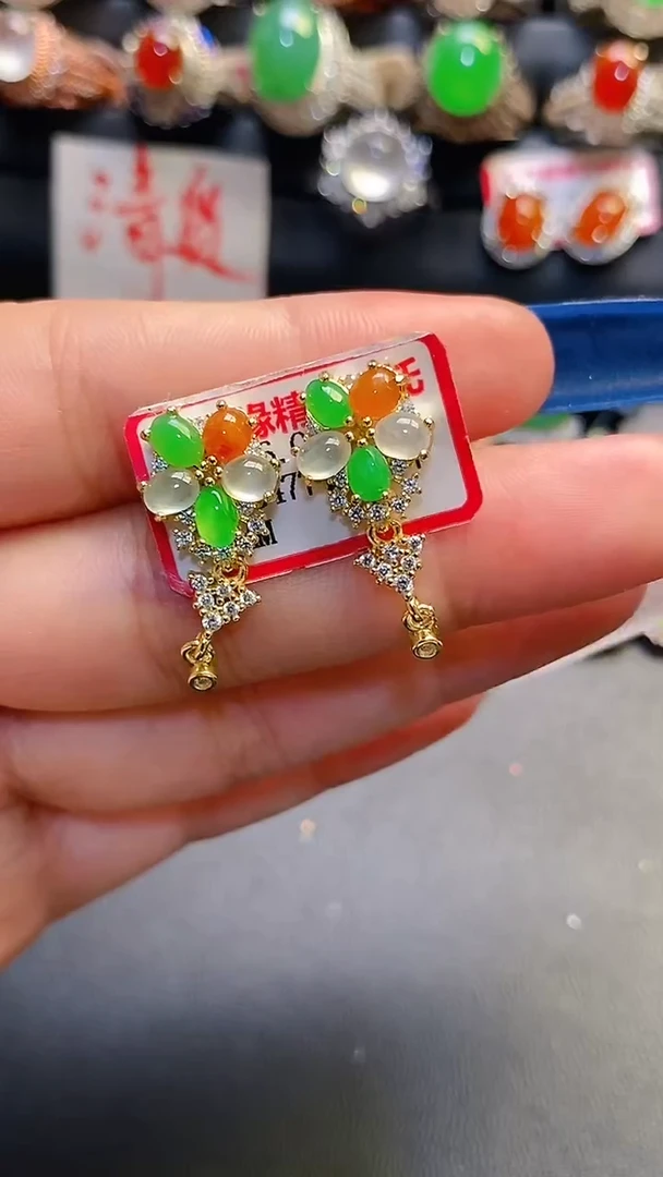 银S925镶嵌戒指翡翠天然