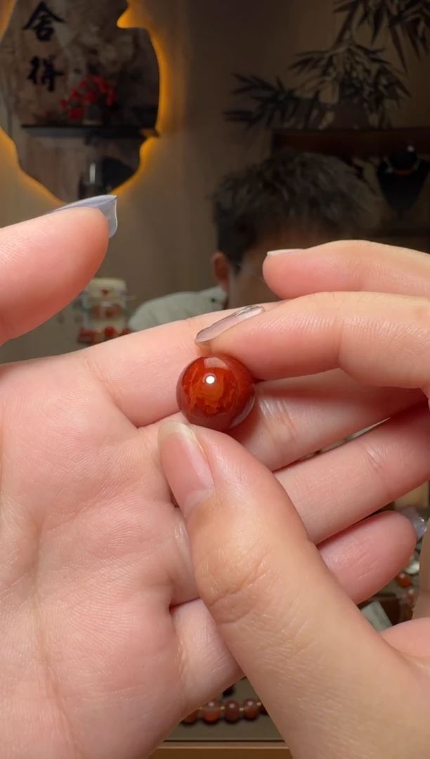未镶嵌原矿无优化无注胶单珠南红玛瑙一颗13.9mm