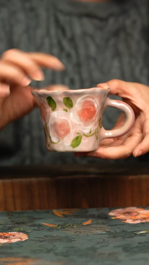 杯釉下彩手工手绘同款陶器